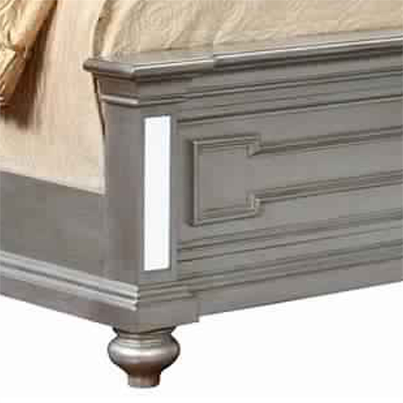 Bowery Hill California King Bed with Mirror Headboard Footboard in Silver
