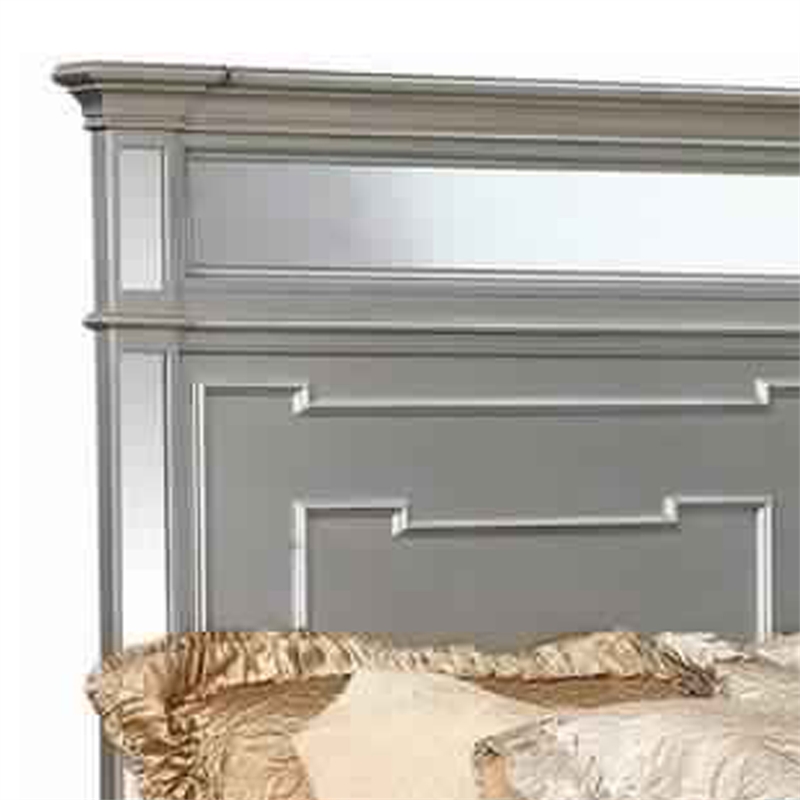 Bowery Hill California King Bed with Mirror Headboard Footboard in Silver