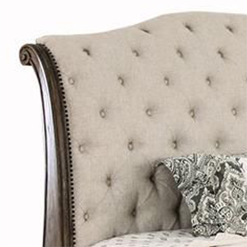Bowery Hill California King Bed with Sleigh Headboard in Brown and Beige