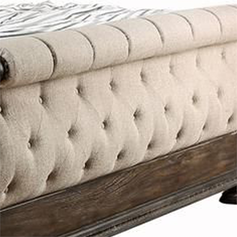 Bowery Hill California King Bed with Sleigh Headboard in Brown and Beige