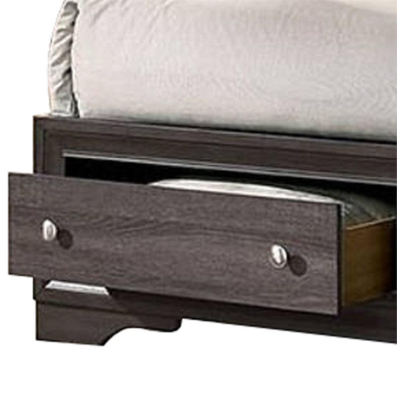 Bowery Hill Panel Eastern King Bed with Silver and Bracket Feet in Gray