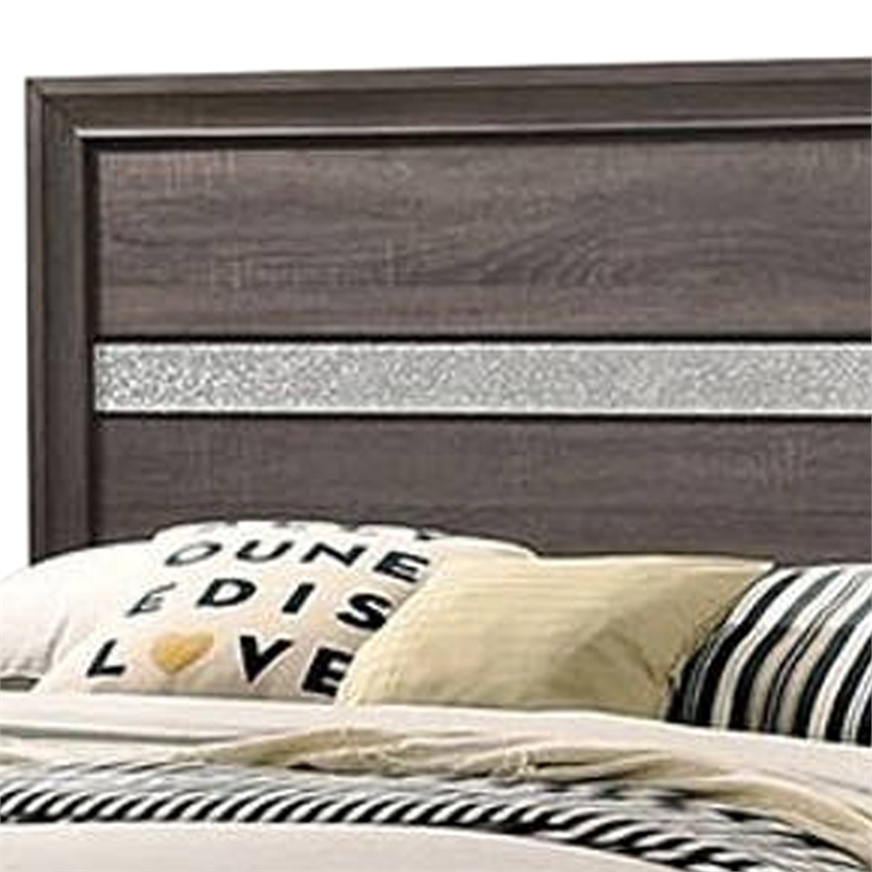 Bowery Hill Panel Eastern King Bed with Silver and Bracket Feet in Gray