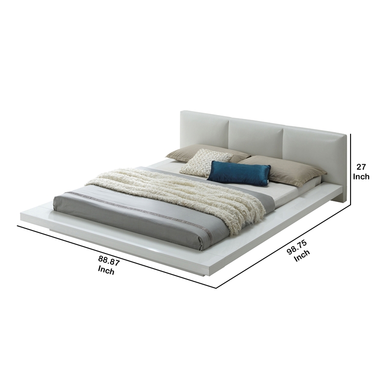 Bowery Hill California King Bed with Leatherette Headboard in White