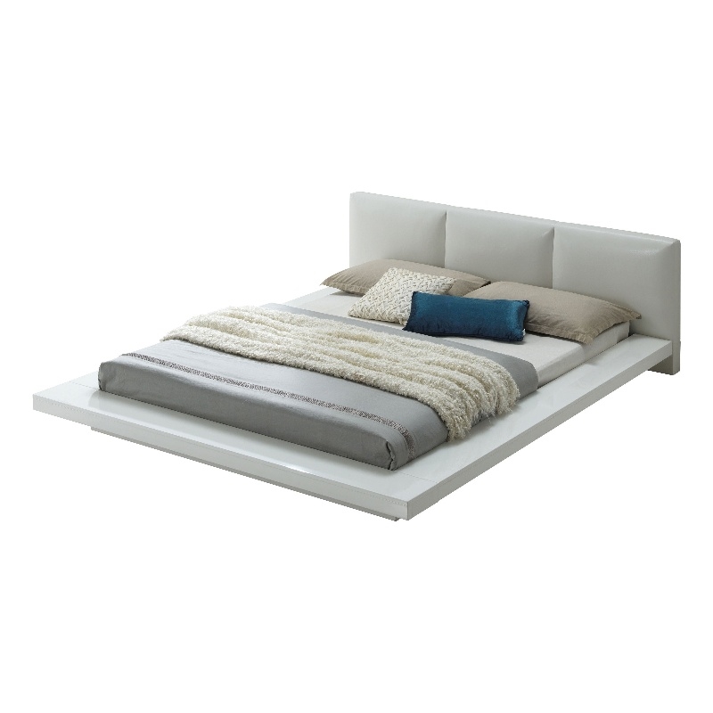 Bowery Hill California King Bed with Leatherette Headboard in White