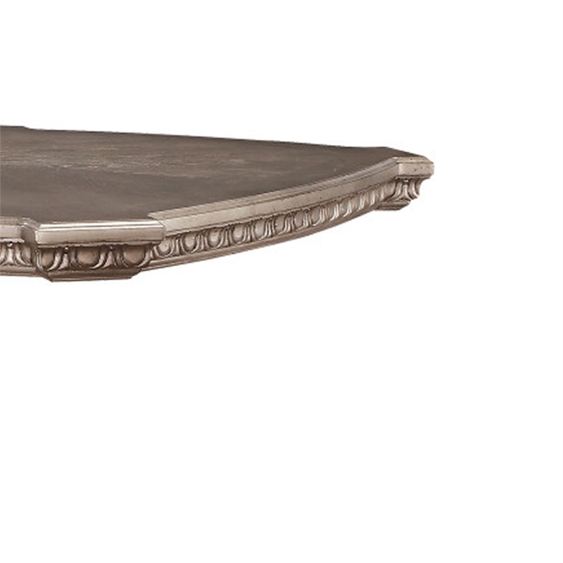 Bowery Hill Wooden Extendable Dining Table with Double Pedestal in Silver