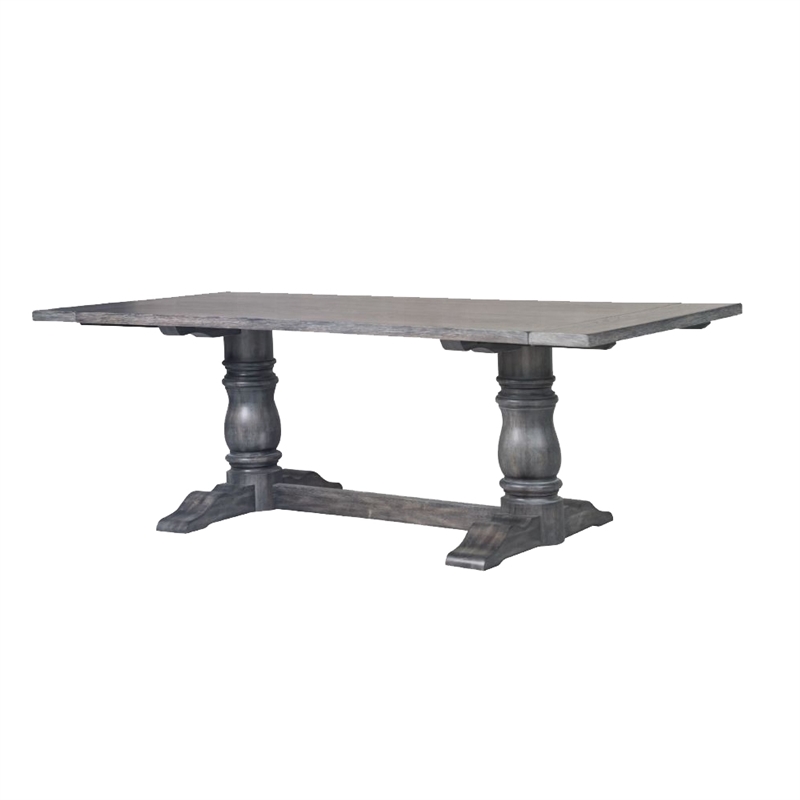 Bowery Hill Wooden Rectangular Dining Table with Trestle Base in Gray