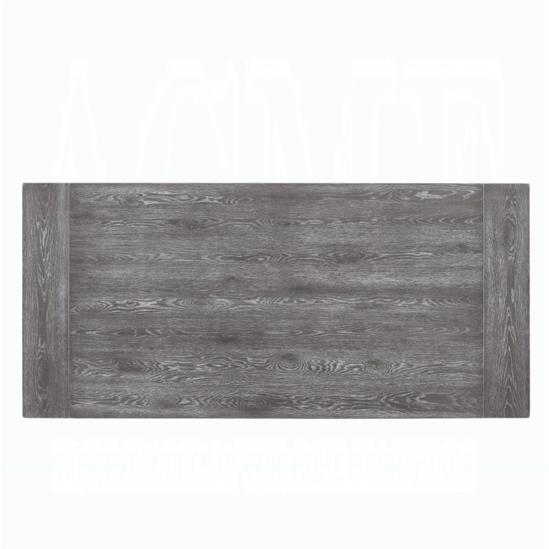 Bowery Hill Wooden Rectangular Dining Table with Trestle Base in Gray
