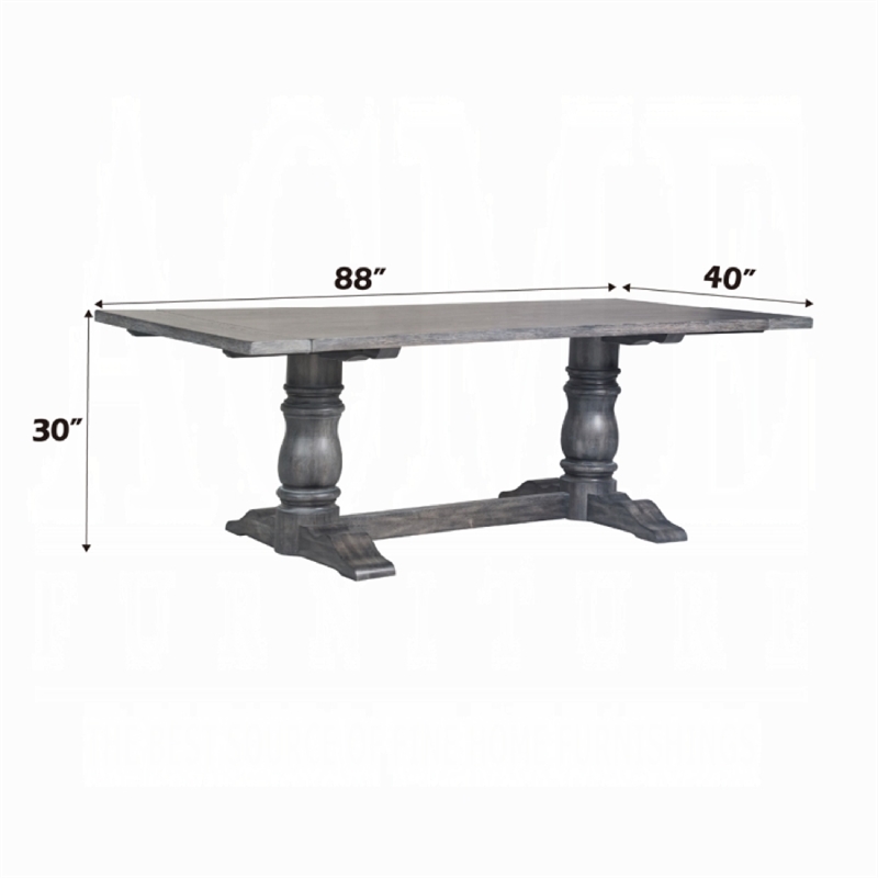 Bowery Hill Wooden Rectangular Dining Table with Trestle Base in Gray