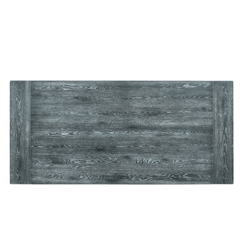 Bowery Hill Wooden Rectangular Dining Table with Trestle Base in Gray