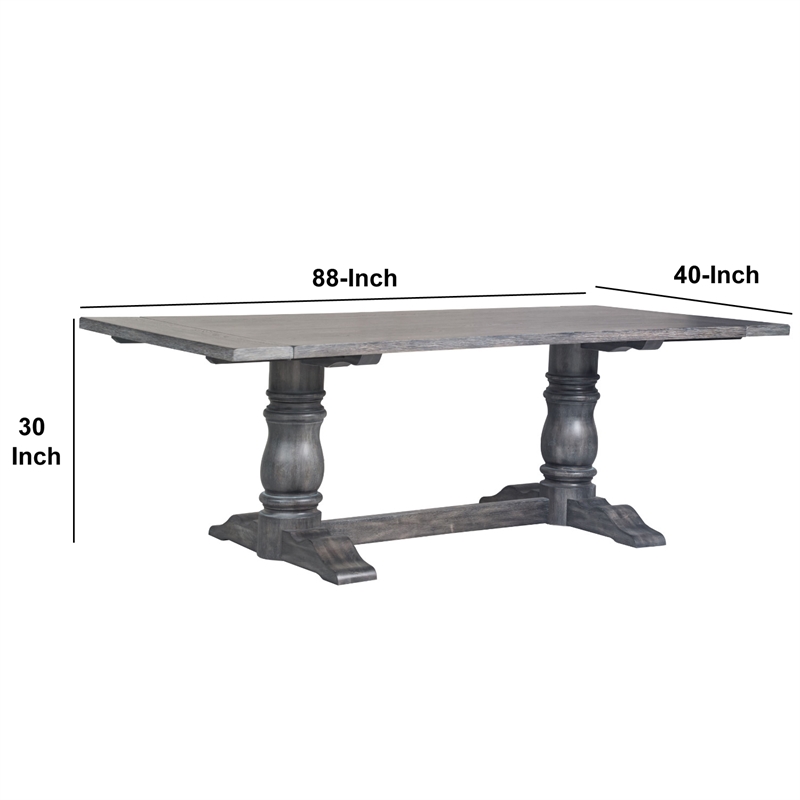 Bowery Hill Wooden Rectangular Dining Table with Trestle Base in Gray