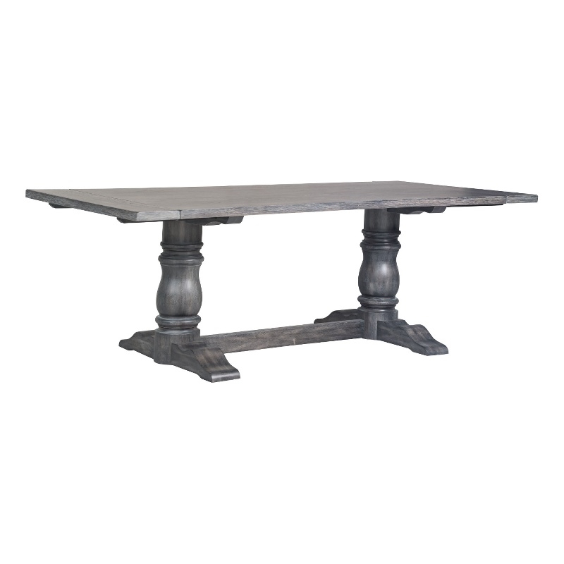 Bowery Hill Wooden Rectangular Dining Table with Trestle Base in Gray