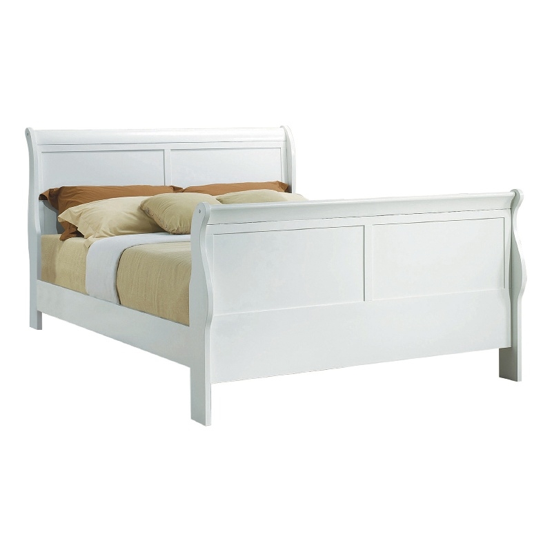 Bowery Hill Classy Transitional Style Queen Size Sleigh Bed in White