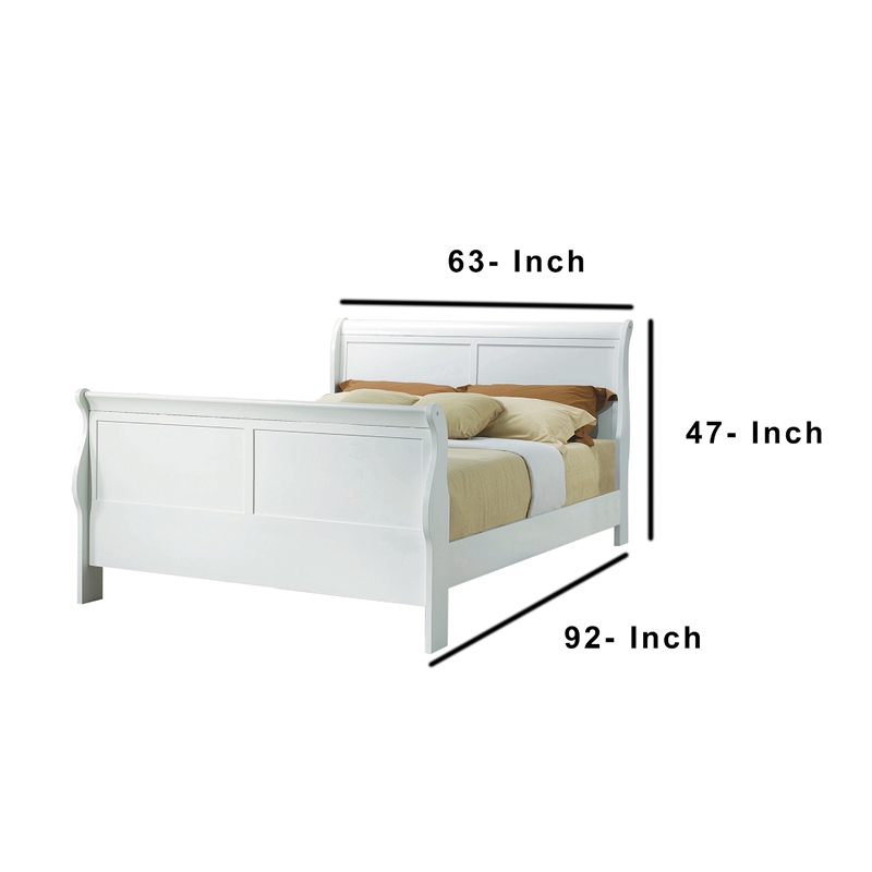 Bowery Hill Classy Transitional Style Queen Size Sleigh Bed in White