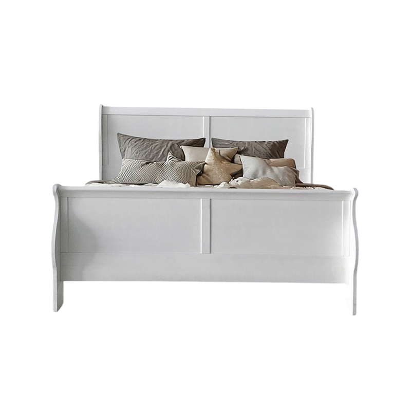 Bowery Hill Classy Transitional Style Queen Size Sleigh Bed in White