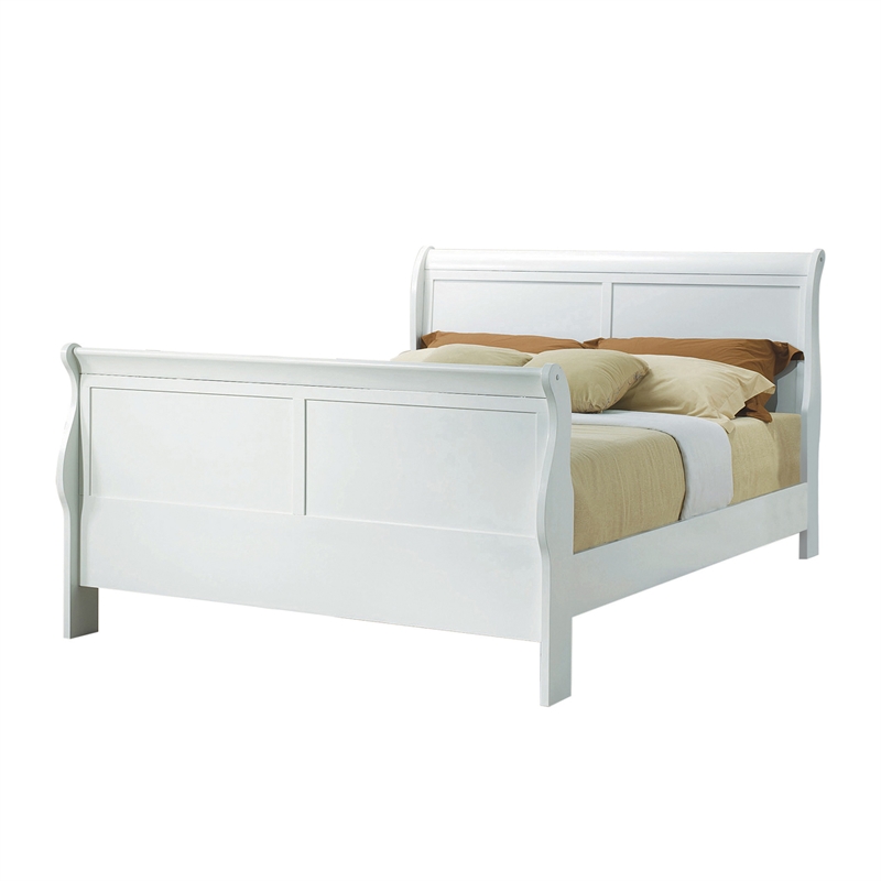 Bowery Hill Classy Transitional Style Queen Size Sleigh Bed in White