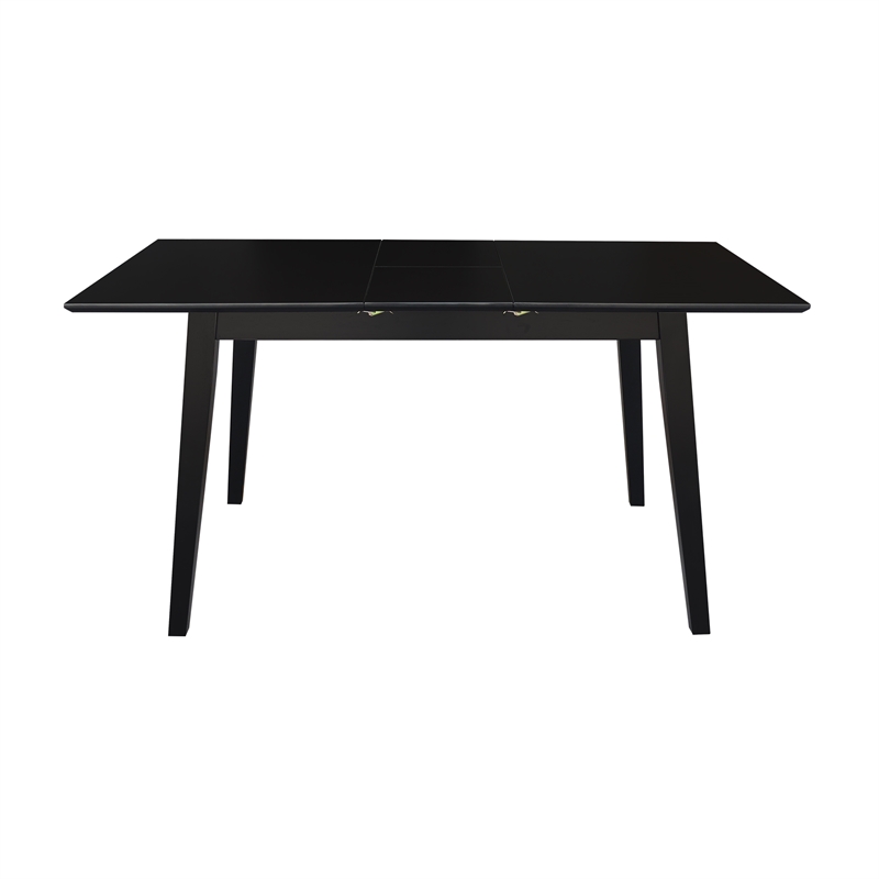 Bowery Hill Solid Wood 60 Inch Butterfly Extension Dining Table in Black