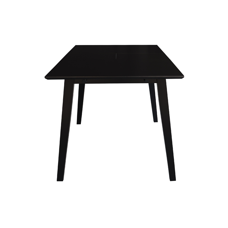 Bowery Hill Solid Wood 60 Inch Butterfly Extension Dining Table in Black