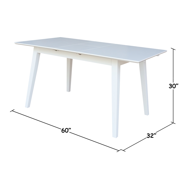 Bowery Hill Solid Wood 60 Inch Butterfly Extension Dining Table in White
