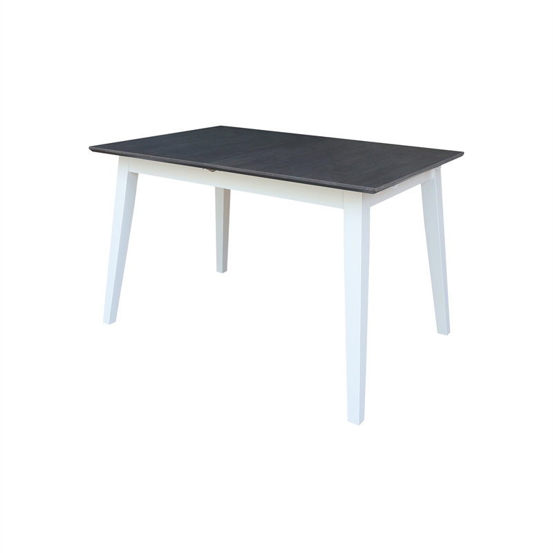Bowery Hill 60 Inch Butterfly Extension Dining Table in Gray and White