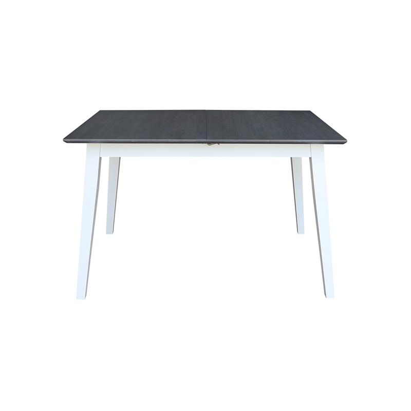 Bowery Hill 60 Inch Butterfly Extension Dining Table in Gray and White