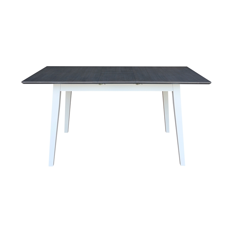 Bowery Hill 60 Inch Butterfly Extension Dining Table in Gray and White