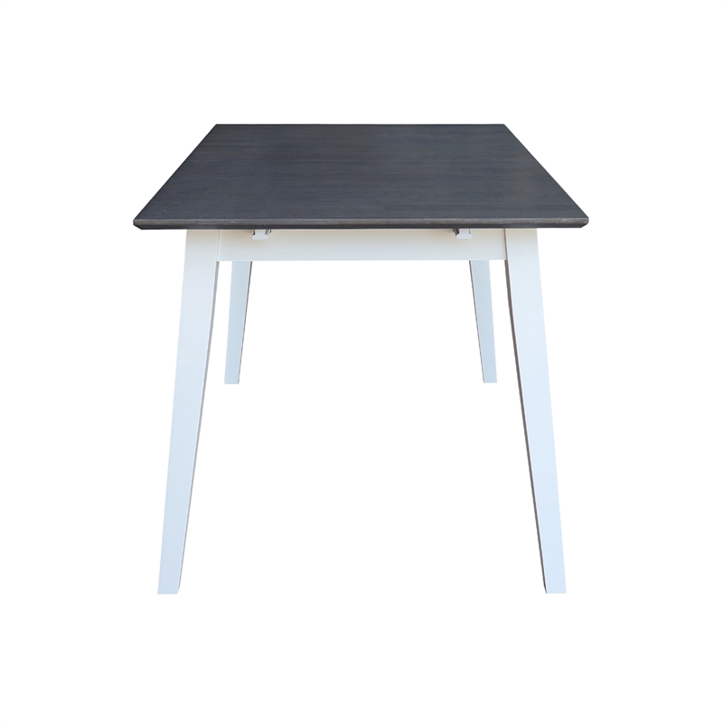 Bowery Hill 60 Inch Butterfly Extension Dining Table in Gray and White