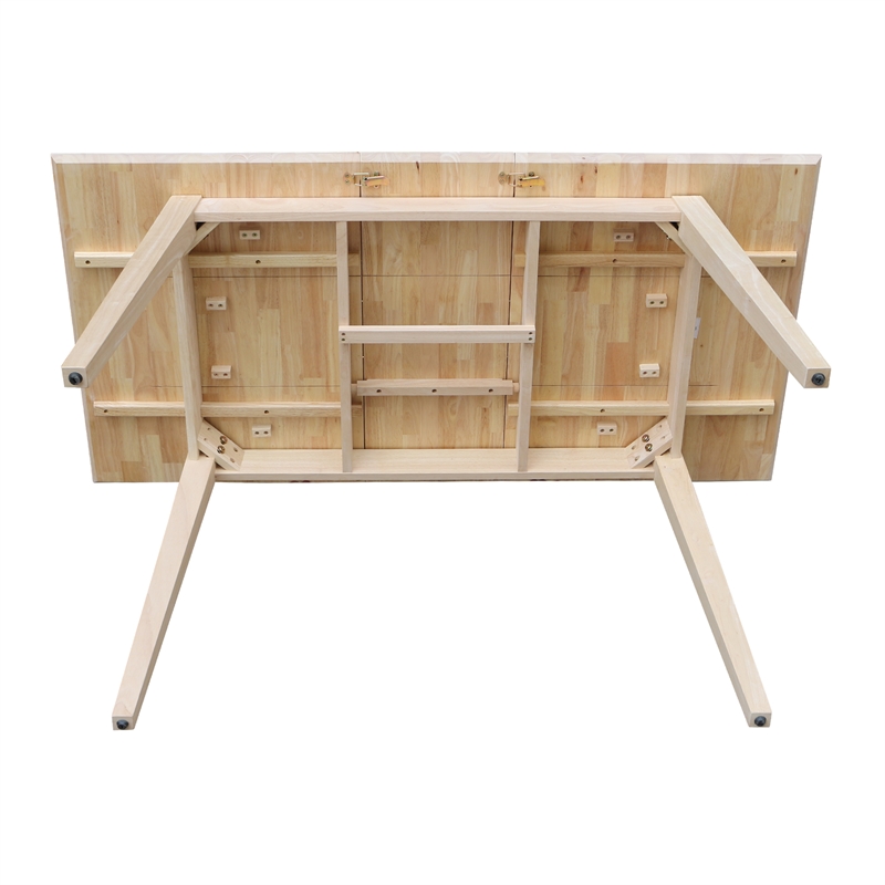 Bowery Hill Solid Wood 60 Inch Butterfly Extension Dining Table Unfinished