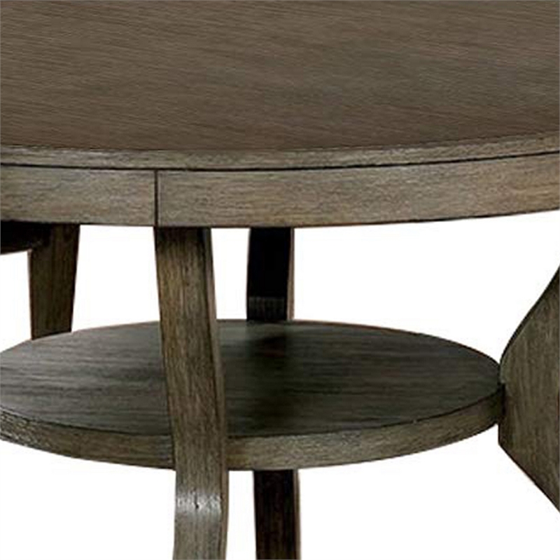 Bowery Hill 48 Inch Wooden Round Dining Table with Angled Legs in Brown