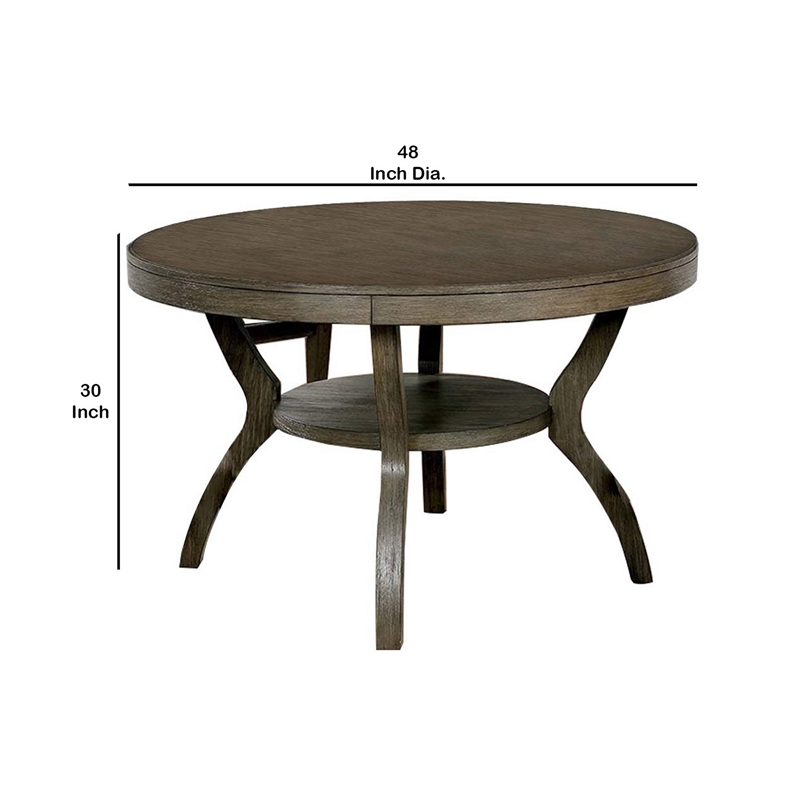 Bowery Hill 48 Inch Wooden Round Dining Table with Angled Legs in Brown