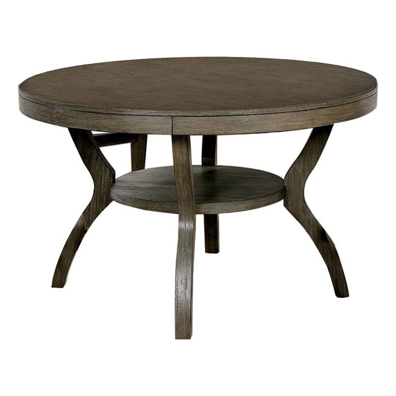Bowery Hill 48 Inch Wooden Round Dining Table with Angled Legs in Brown