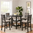 Bowery Hill 5 Piece Counter Height Table with Geometric Back Chairs in Gray