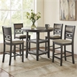 Bowery Hill 5 Piece Counter Height Table with Geometric Back Chairs in Gray