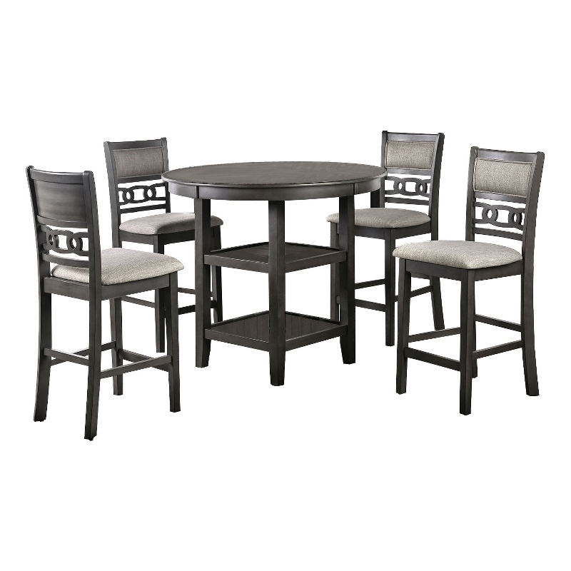 Bowery Hill 5 Piece Counter Height Table with Geometric Back Chairs in Gray