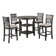 Bowery Hill 5 Piece Counter Height Table with Geometric Back Chairs in Gray