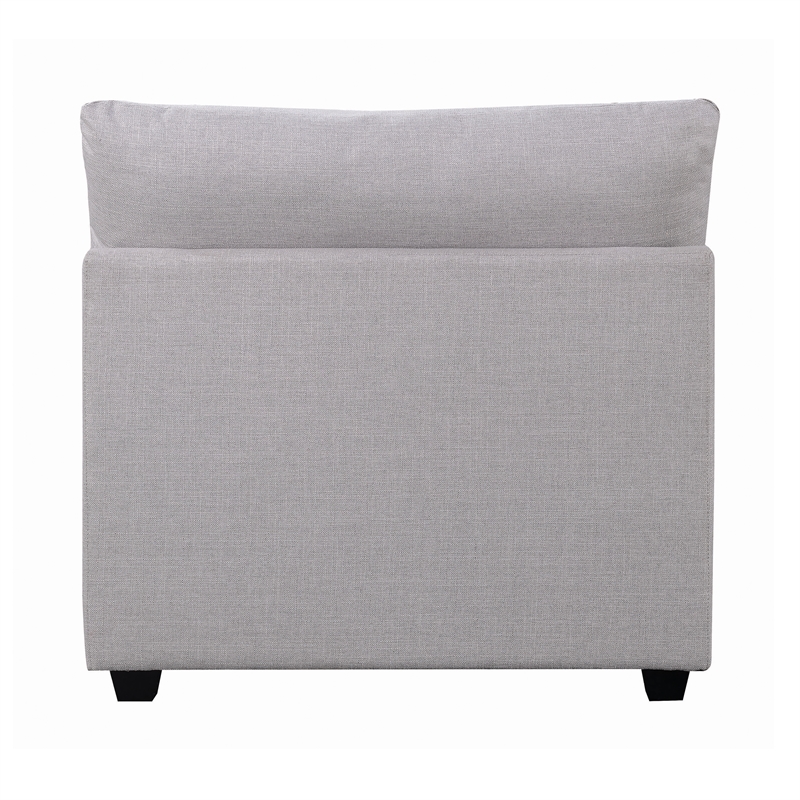 Bowery Hill Fabric Armless Chair with Pillow Back and Tapered Feet in Gray