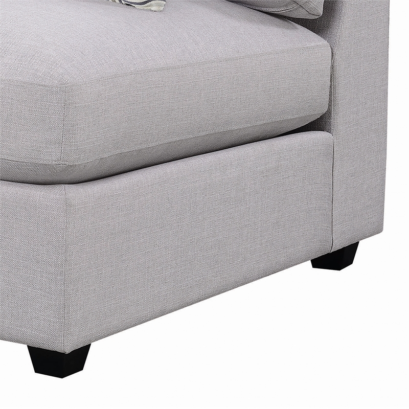 Bowery Hill Fabric Armless Chair with Pillow Back and Tapered Feet in Gray