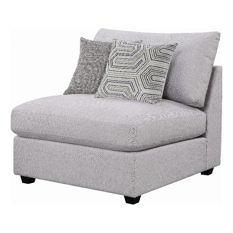 Bowery Hill Fabric Armless Chair with Pillow Back and Tapered Feet in Gray