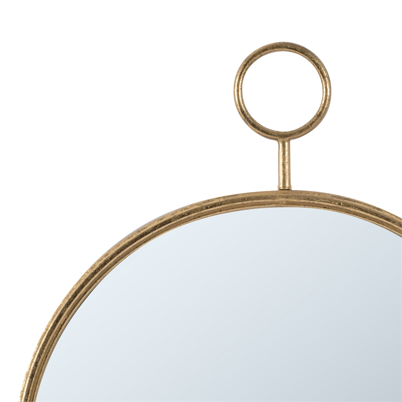 Bowery Hill Oval Shape Metal Frame Wall Mirror Small in Gold