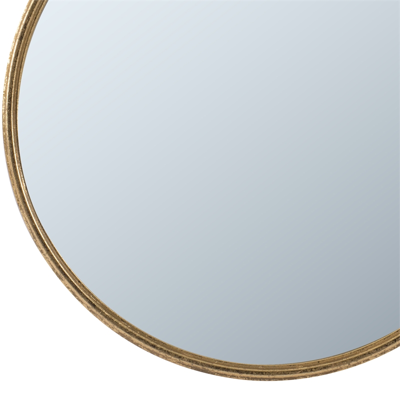 Bowery Hill Oval Shape Metal Frame Wall Mirror Small in Gold