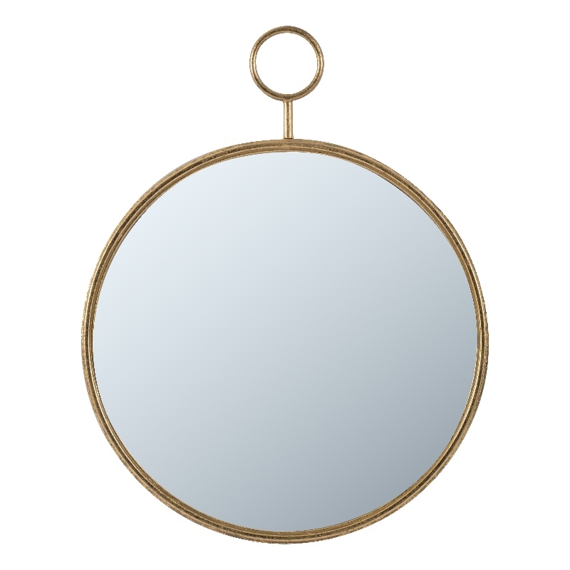 Bowery Hill Oval Shape Metal Frame Wall Mirror Small in Gold