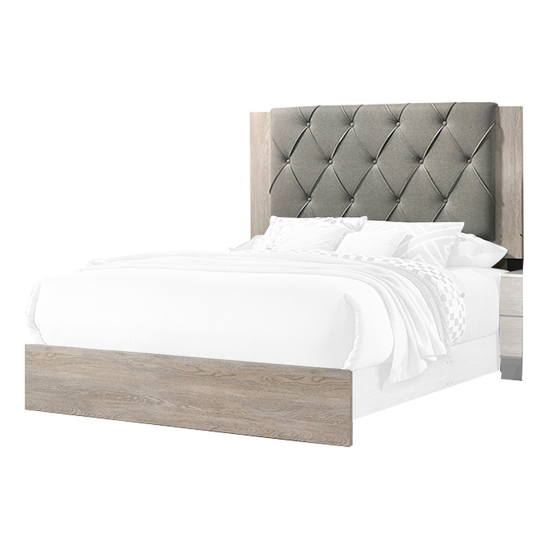 Bowery Hill California King Bed with Tufted Headboard in Gray and Cream