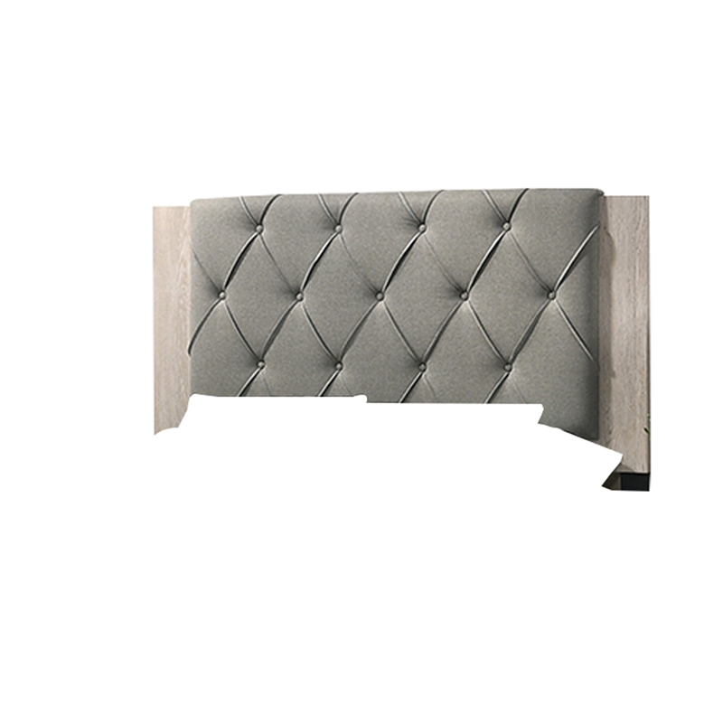 Bowery Hill California King Bed with Tufted Headboard in Gray and Cream