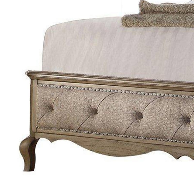 Bowery Hill Button Tufted Eastern King Bed with Molded Details in Beige