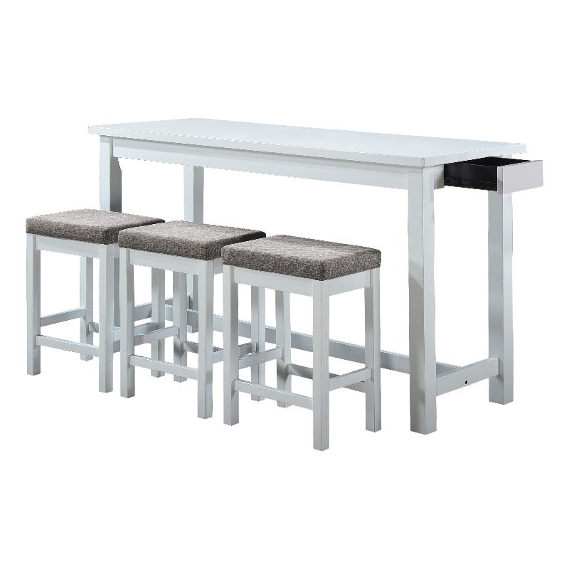Bowery Hill 4 Piece Counter Height Table with Stools in White and Gray