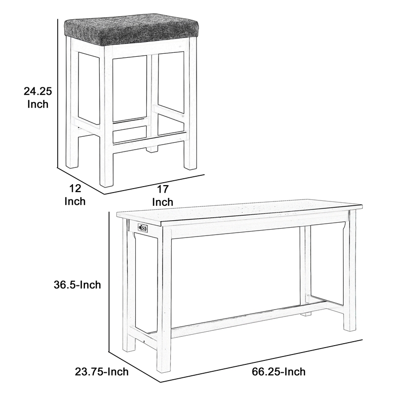 Bowery Hill 4 Piece Counter Height Table with Stools in White and Gray