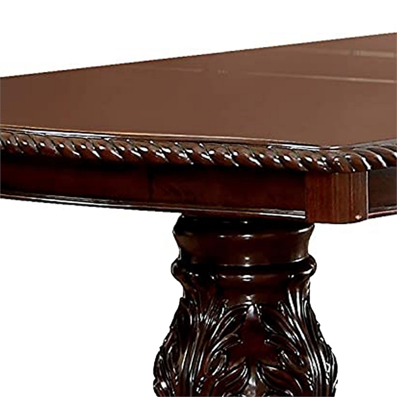 Bowery Hill Traditional Wooden Dining Table with Extension Leaf in Brown