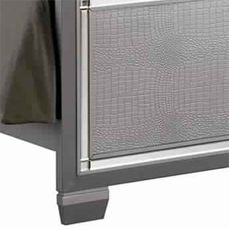 Bowery Hill Textured California King Bed with Silver Trim Accents in Beige