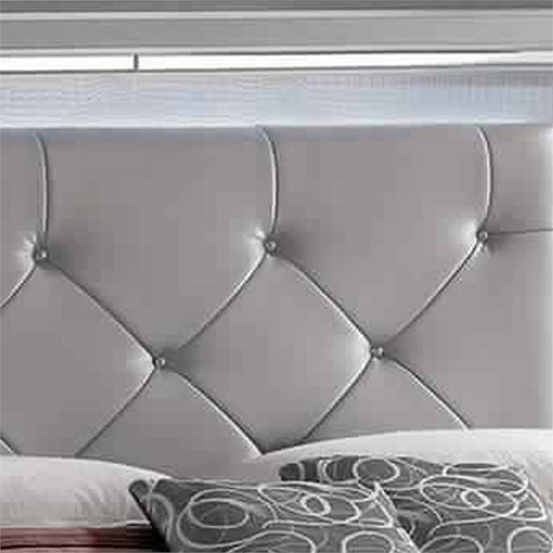 Bowery Hill Textured California King Bed with Silver Trim Accents in Beige