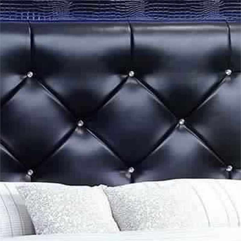 Bowery Hill Textured California King Bed with Silver Trim Accents in Black