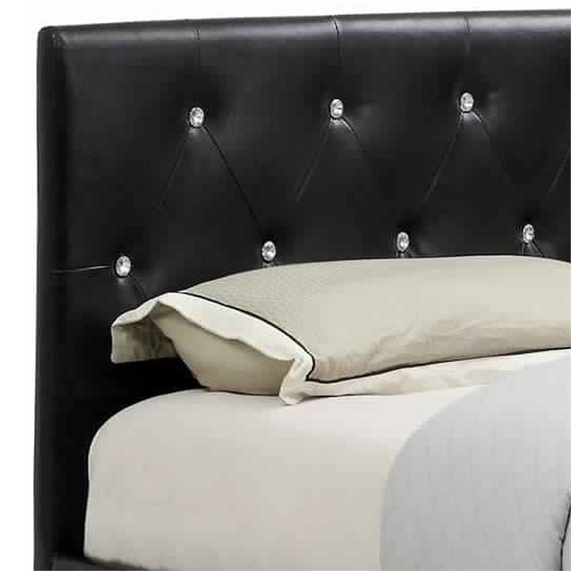 Bowery Hill Eastern King Size Bed with Button Tufted Headboard in Black